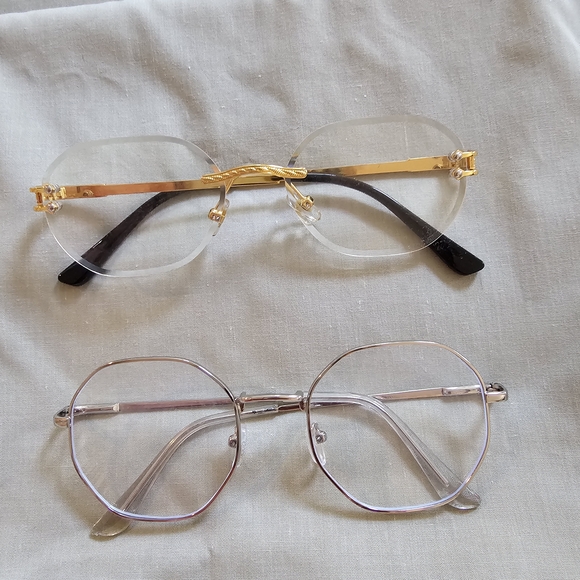 Gold and Silver Rimless Glasses Set - Picture 1 of 9